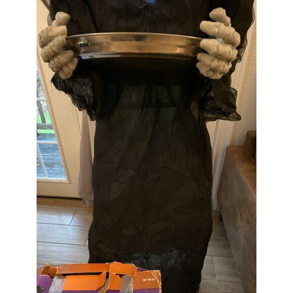 Grim Reaper Skeleton Candy Dish 6ft LED Light Up Halloween Prop - Picture 3 of 9